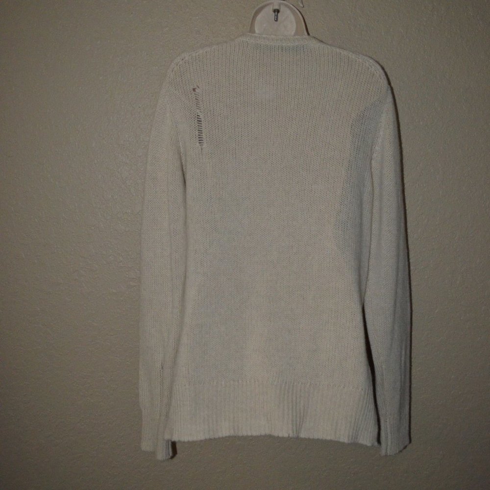 Sz 0 XS/S Raquel Allegra Beige Cashmere Distressed Oversized Sweater - Picture 5 of 8